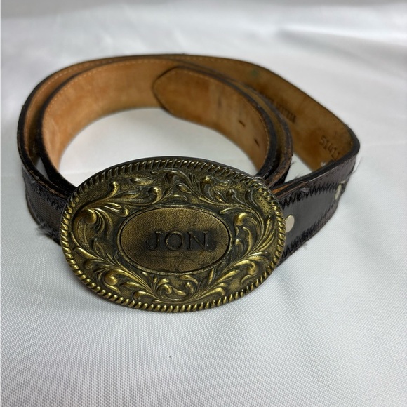 Vtg Fort Worth Leather Men's Brown Patterned Leather Belt, 51411 Size 40 - Picture 3 of 12